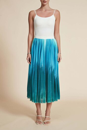 Yola Graphic Print Pleated Midi Skirt