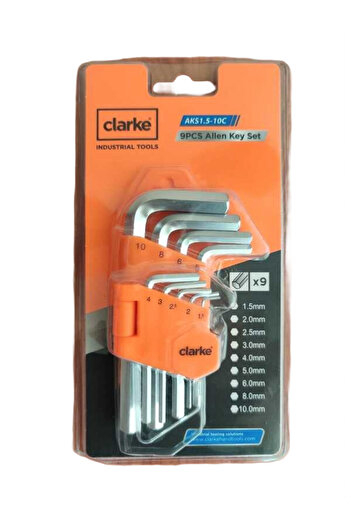 Clarke AKSL1/16-3/8C ALLEN KEY SET 1/16" - 3/8" (9PCS SET)