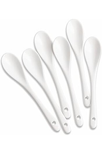 Generic MIUFA 6PCS Porcelain White Coffee Spoons Espresso Tea Sauce and Desserts Ceramic Spoons