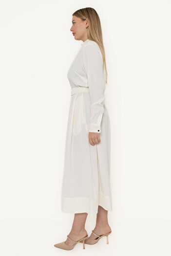 Yola Women's Solid Midi Dress with Long Sleeves