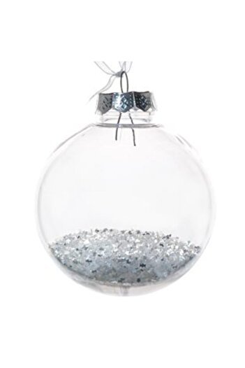 Jumbo Christmas Tree Ornament - Transparent Globe with White Glitter Ø8 cm