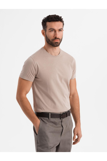 OMBRE Κλασικό ανδρικό βαμβακερό μπλουζάκι BASIC - σκούρο V11 OM-TSBS-0236 XL