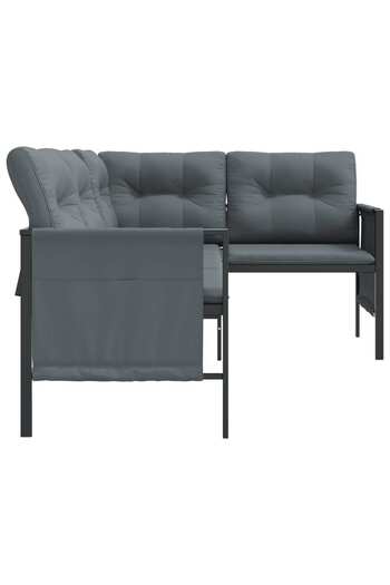 vidaxl Garden Corner Sofa Anthracite Steel and Textilene