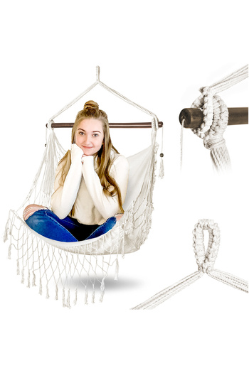 Other Hanging chair, Brazilian hammock, fringe, beige rocking chair, boho garden chair