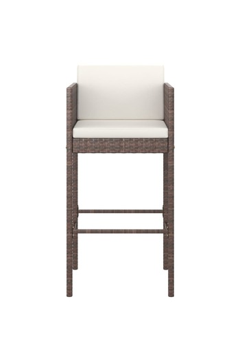 vidaxl 5 Piece Garden Bar Set with Cushions Poly Rattan Brown