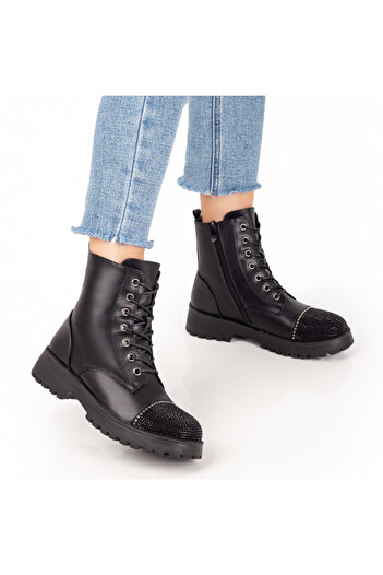 BMoD Women's black boots with stone inserts MOD07757