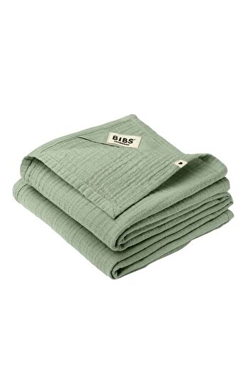 Bibs Pack Of 2 Muslin Organic Cotton Cloth, 70x70 cm, Sage