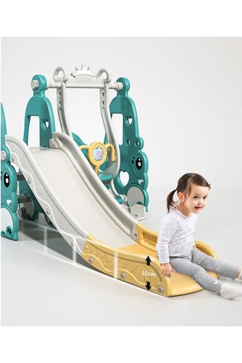 Nichiduta Garden Happy Turtle Blue 3 in 1 playground with slide, swing with bumper bar