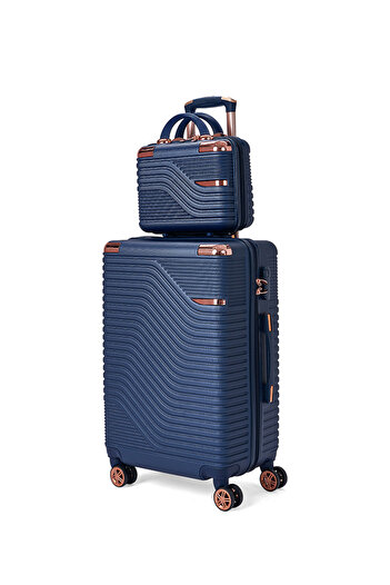 LİMRA 5-piece luggage set with wheels, modern and solid design, made of ABS+PC, blue color