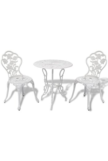 vidaxl 3 Piece Bistro Set Cast Aluminium White