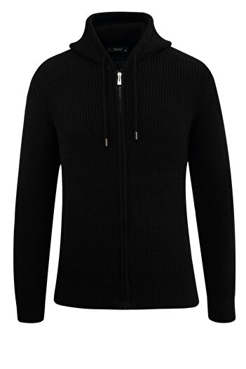 Çizgi Triko Men's Hooded Zippered Knitwear Cardigan Thessaloniki Knit Pocketed Classic Fit - 5249K