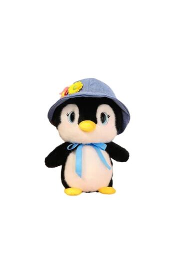 OEM Stuffed Penguin, realistic, with hat, blue/black, 25 cm