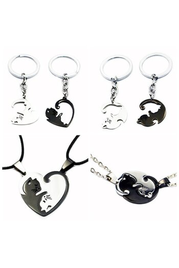 Sunmostar Couple Keychain, SUNMOSTAR, Stainless Steel, White/Black