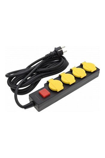 OPTONICA extension cord, 4 Schuko sockets, 5m, IP44, 3500W, switch, child protection