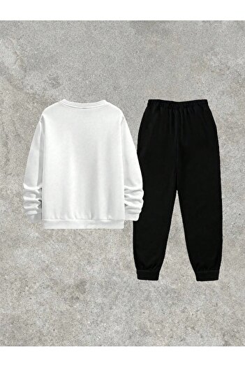 puolikuu Sweatshirt Jogger Tracksuit Set - Oversize, New Printed Crew Neck with a Raised Lettering Print