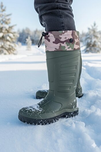 SERABİEN Cold-Hot Insulated Shock-Absorbing Non-Slip Sole Eva Rubber Boots Green