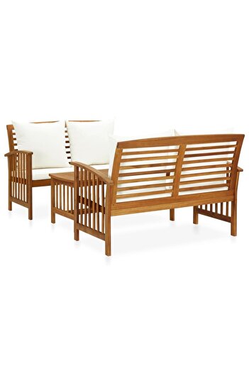 vidaxl 3 Piece Garden Lounge Set with Cushions Solid Acacia Wood