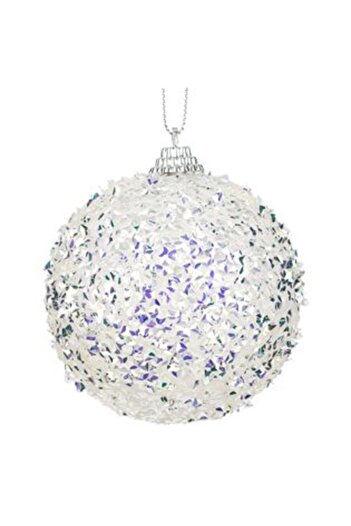 Silver Star Christmas Tree Ornament Foam Ball Tinsel Iridescent Ø8 cm