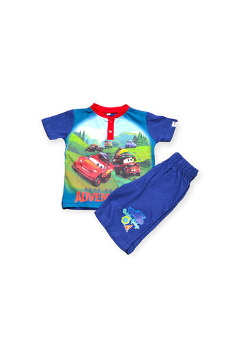 CARS Children's short-sleeved pajamas, 100% cotton, blue, Gear Up For Adventures,