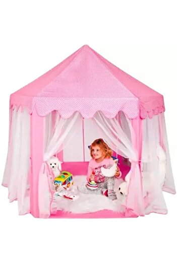 SMARTECH Children's Play Tent, Princess Castle, Foldable with 6 Entrances, 135x140 cm, Pink