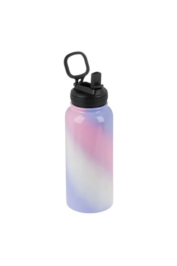 SHOPIENS Thermos Bottle Stainless Steel Shopiens® with Gradient Light Shades, Screw Cap with Straw, 1 L