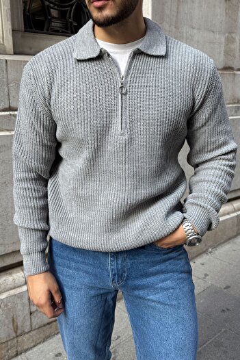 Livio Ferri Mena Men's Polo Neck Thessaloniki Knit Half-Zip Thick Knitwear Sweater