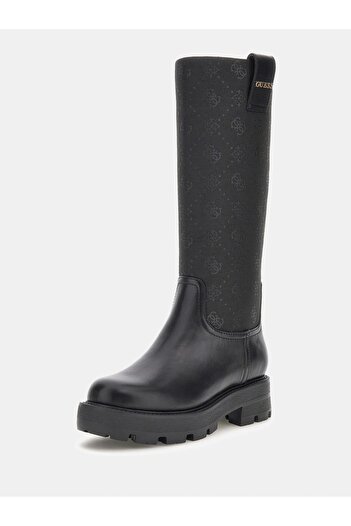Guess Women's Yannis Monogram Patterned Thick Soled Boots - Black