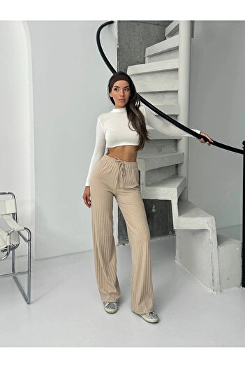 kapsulavm Corduroy trousers with raised waistband, beige a4058