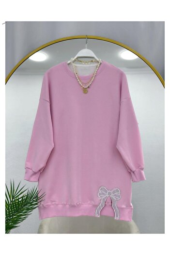 YEDİLALE Bow Detail Zero Neck Combed Cotton Tunic