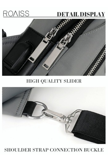 ROAISS 2 Piece Waterproof Chest Bag and Fashion Long Wallet Set Crossbody Shoulder Backpack with USB Chargi