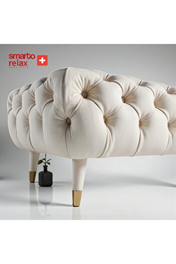 Smarto relax Swiss Style Puf, Babyface Kaplama, 110x45x40 cm, Pelastik Ayaklı, Kapitone