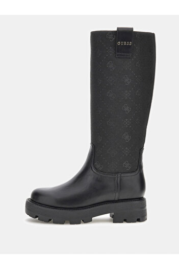 Guess Women's Yannis Monogram Patterned Thick Soled Boots - Black