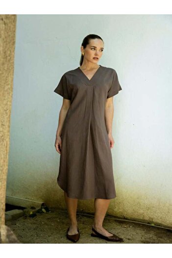 Eternity Global Linen Dress Brown