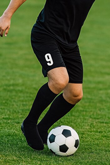 mugees Men's Black Football Shorts and Socks Set - Number Printed Sports Combination (Size 9)