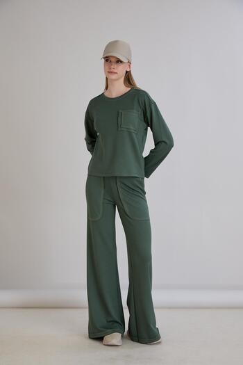 Sortie Stitch Detail Modal Sweat Khaki