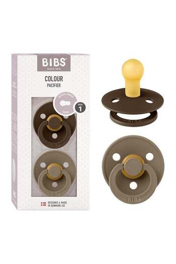 Bibs Pack of 2 Colour Soother, Bpa Free Dummy Pacifier, Round Natural Rubber Latex, Size 1 (0 - 6 Mo