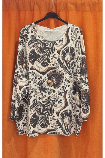 Park Moda Ethnic Patterned Thin Knit Blouse