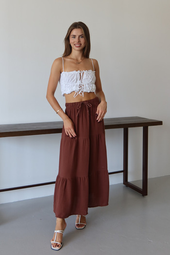 adba style Women's Basic Waist Tie Muslin Skirt 4044