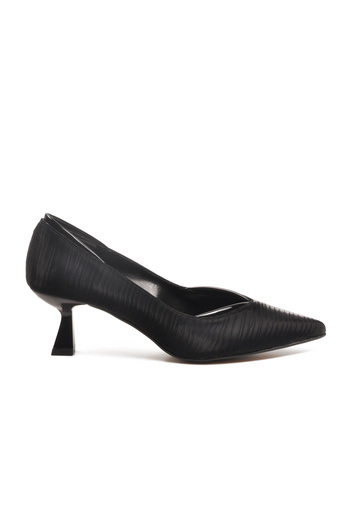 Aspor Black Satin Women's Heeled Shoes