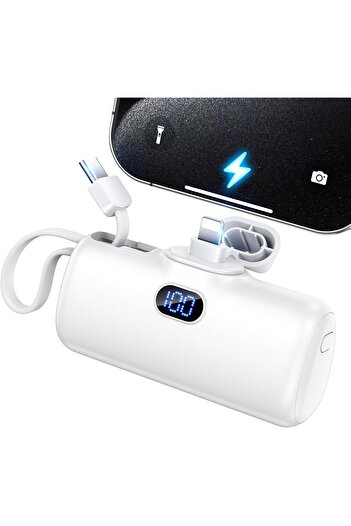 Generic 12000mAh Lightweight-Portable-Charger-Power-Bank with Built-in Cables and AC Wall Plug, PD20W USB-C