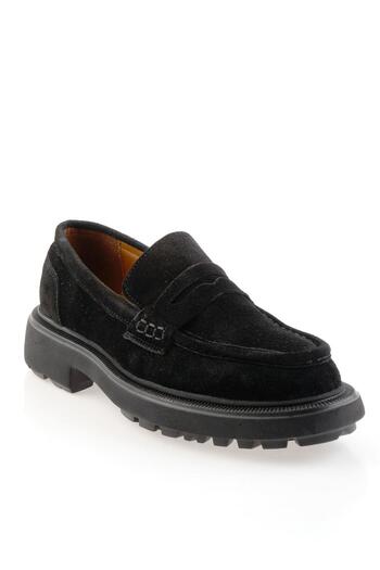 Bambi Black Genuine Leather Men's Loafer Shoes E01597000102