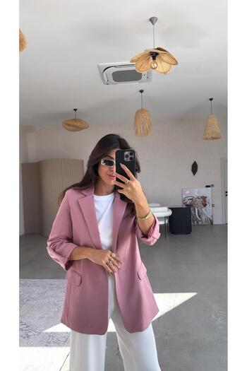 Buket Teke Dried Rose Sleeves Layered Lined Jacket