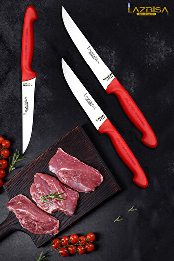 LAZBİSA Silver Serisi Mutfak Bıçak Seti Et Ekmek Sebze Meyve Bıçağı 3 Lü Set Günlük Kullanım HDS-82