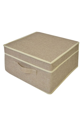 SHOPIENS Storage Box with Lid Made of Polypropylene, Beige, 30x30x16 cm