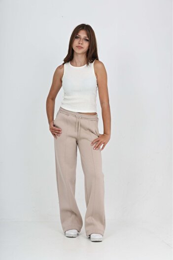 Toontoy Girl's Ribbed Detailed Sweatpants