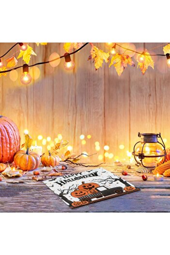 OEM White 1-Ply Table Napkins with Orange Pumpkins "Happy Halloween" 33x33cm - 40pcs