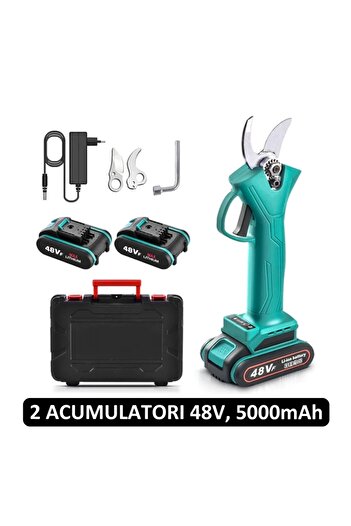 OEM Professional Electric Scissors - 2 48V Batteries, For Trimming in the Garden, Trees, Vines, Branches