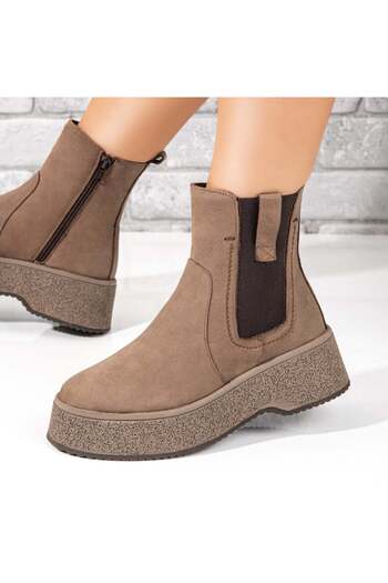 BMoD Beige women's boots with an elastic insert, made of genuine leather MOD10616
