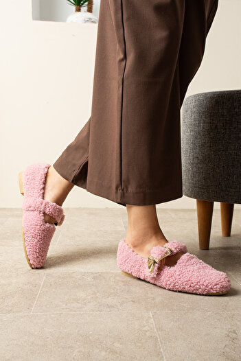 topukludünyası Flmz Buckle Plush Women's Ballet Flats