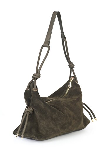 Alessia Bag Feyre Genuine Suede Leather Knot Detailed Shoulder Bag